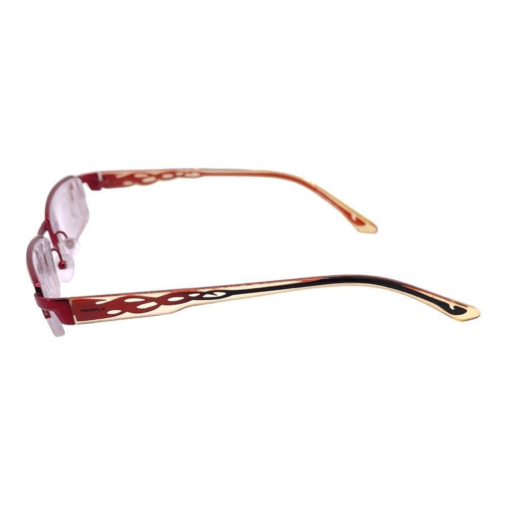 PEOPLE Half Rim Glasses with Red to Black Ombré Flames on the Arms FRAMES ONLY